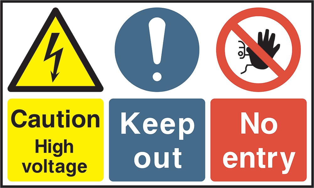 Signage: Caution High Voltage Keep Out No Entry (MULT0044)