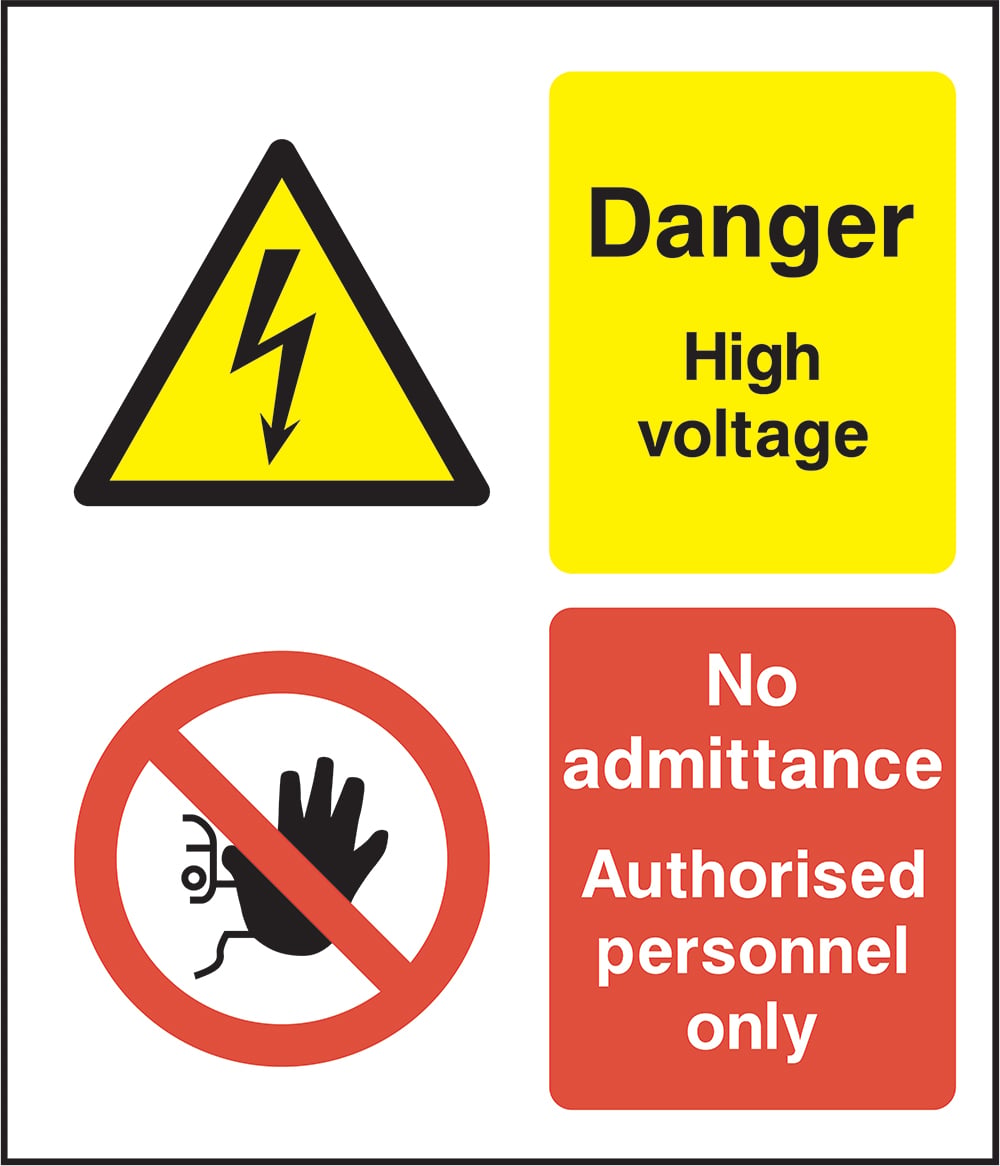 Signage: Danger High Voltage No Admittance Authorized Personnel Only (MULT0053)