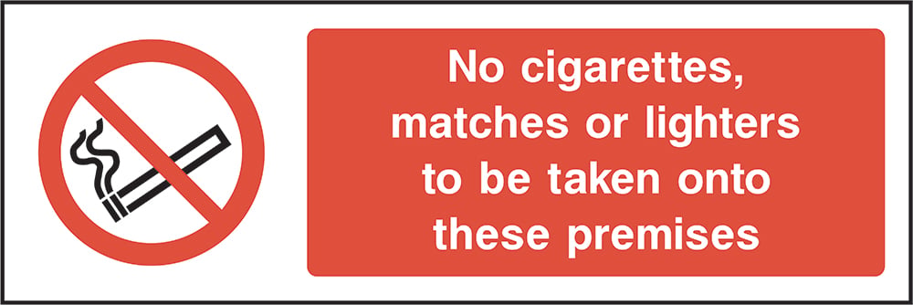 Signage: No Cigarettes Matches Or Lighters (SMOK0014)