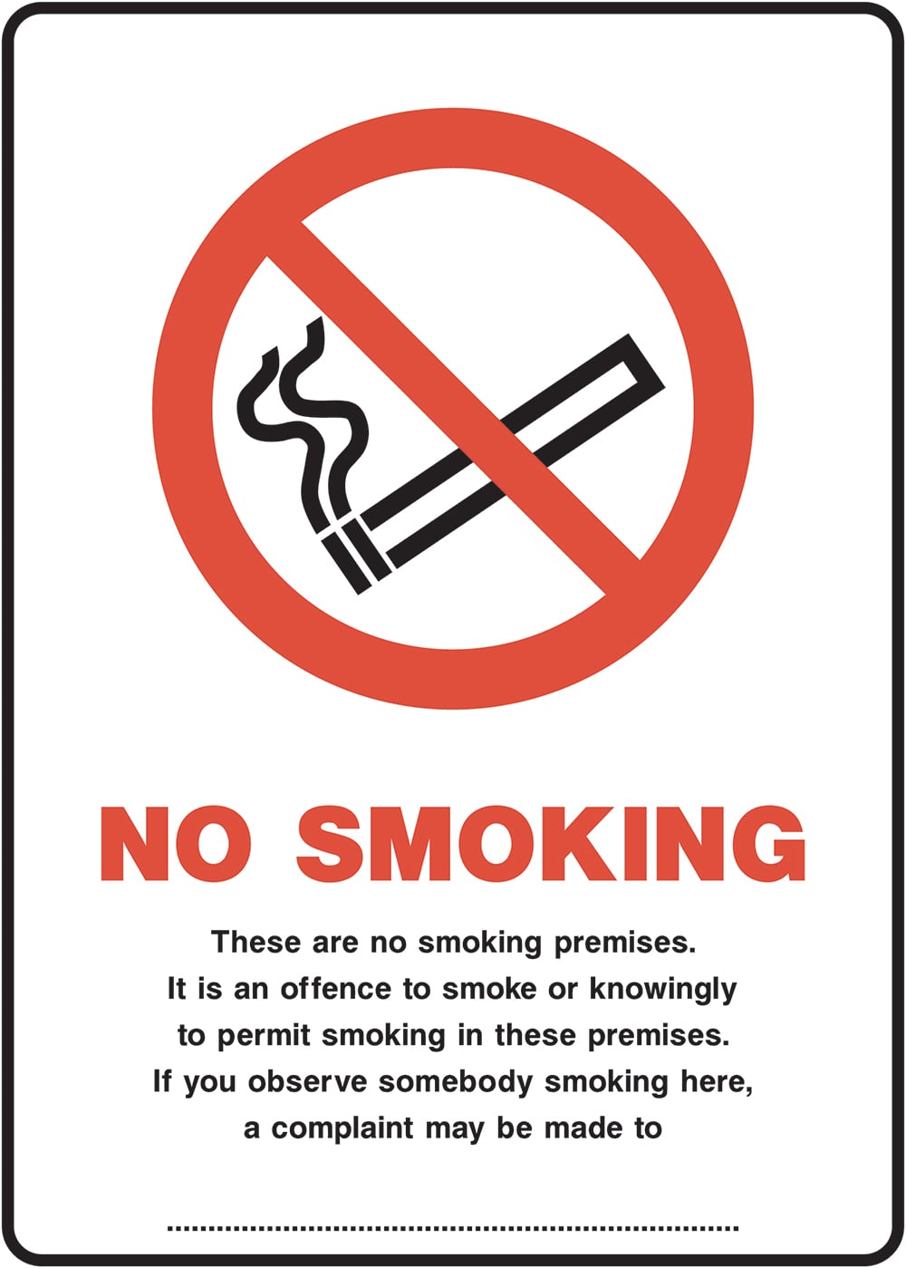 Signage: No Smoking (SMOK0081)