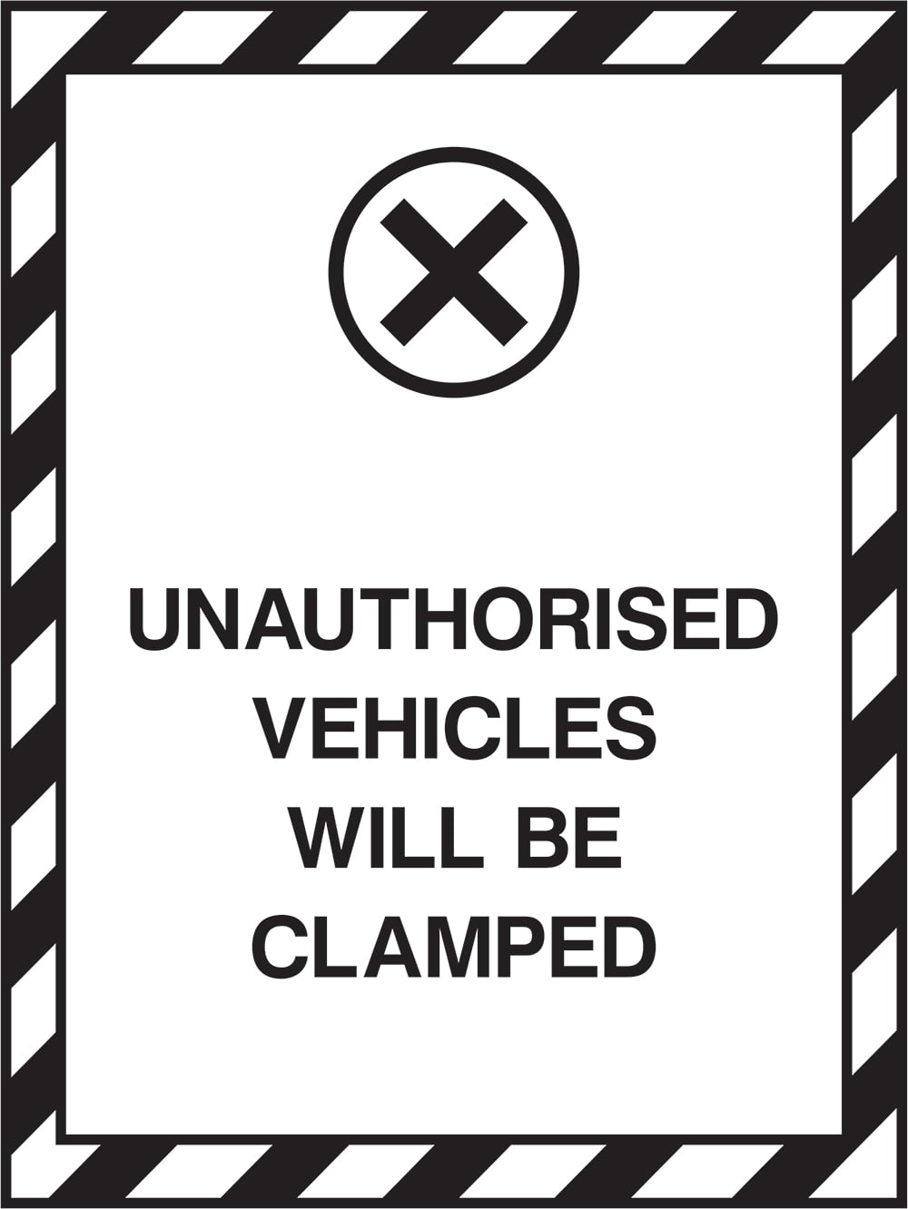 Signage: Unauthorised Vehicles Clamped (PARK0047)
