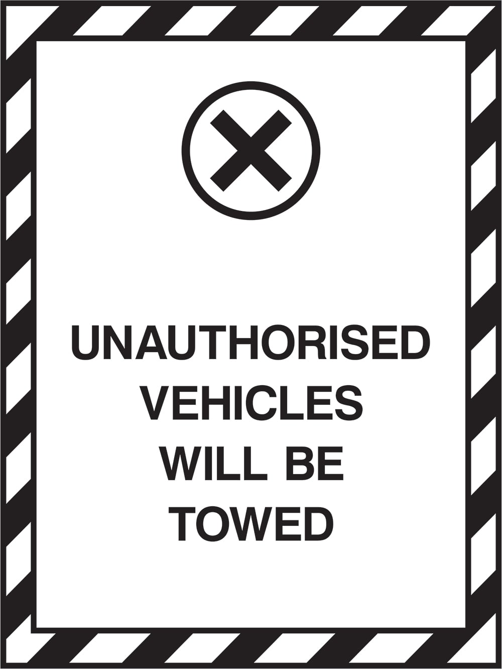 Signage: Unauthorised Vehicles Towed (PARK0048)
