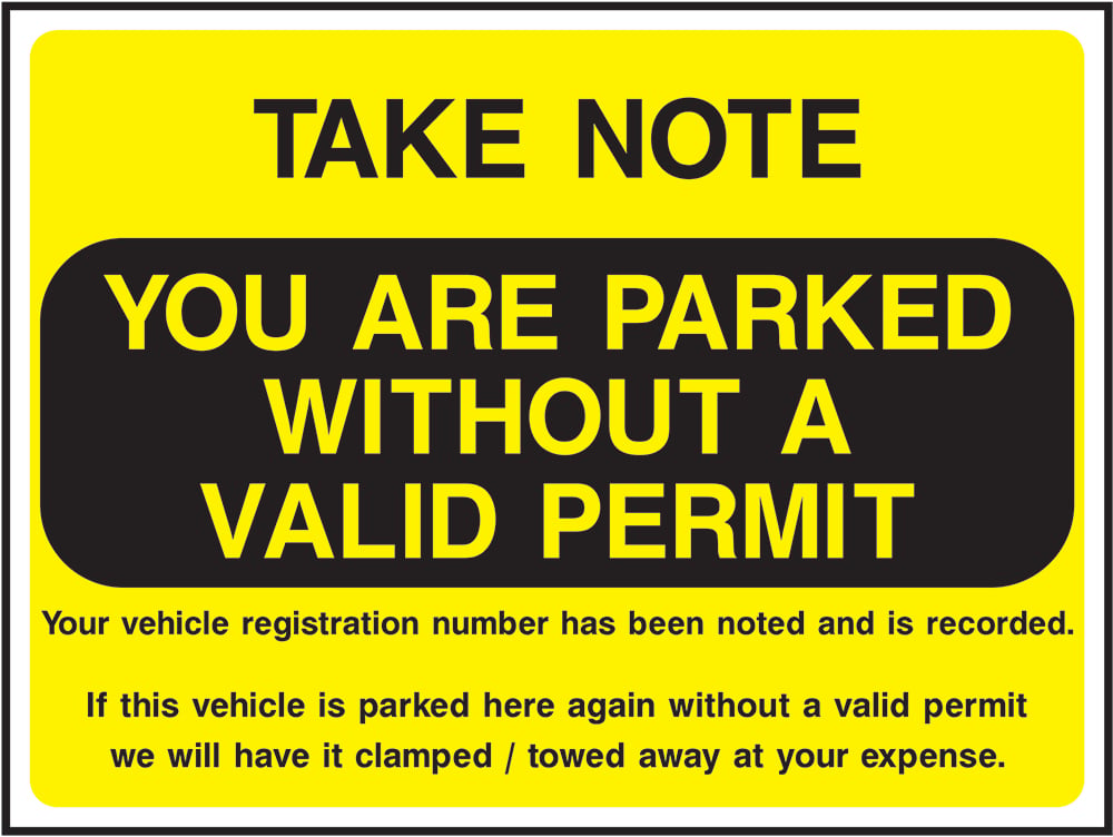 Signage: No Valid Permit Parking (PARK0056)