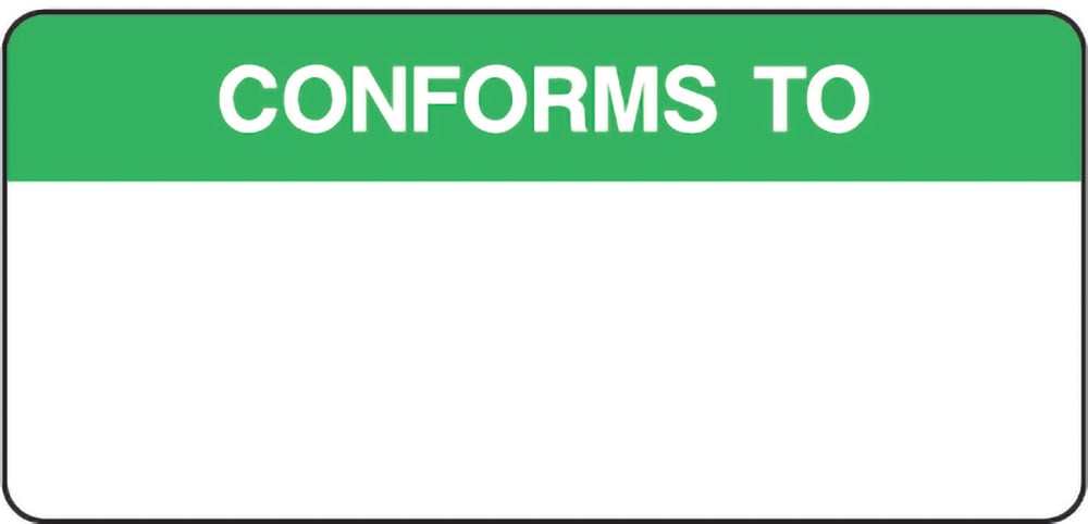 Signage: Conforms to (QUAL0002)