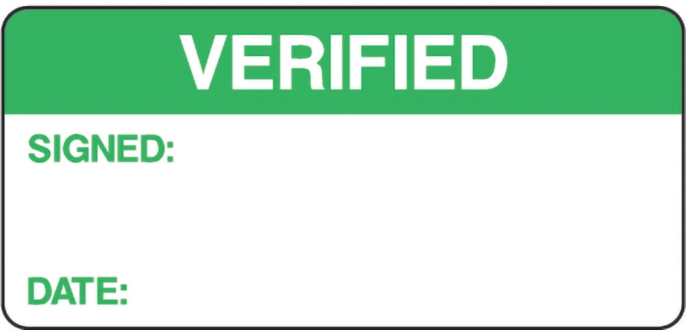 Signage: Verified Label (QUAL0014)