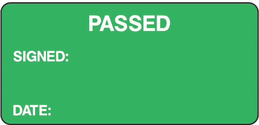 Signage: Passed Label (QUAL0017)