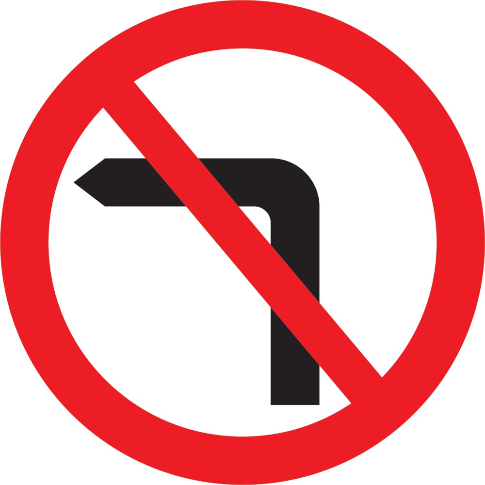 Signage: No Left Turn (REGU0016)