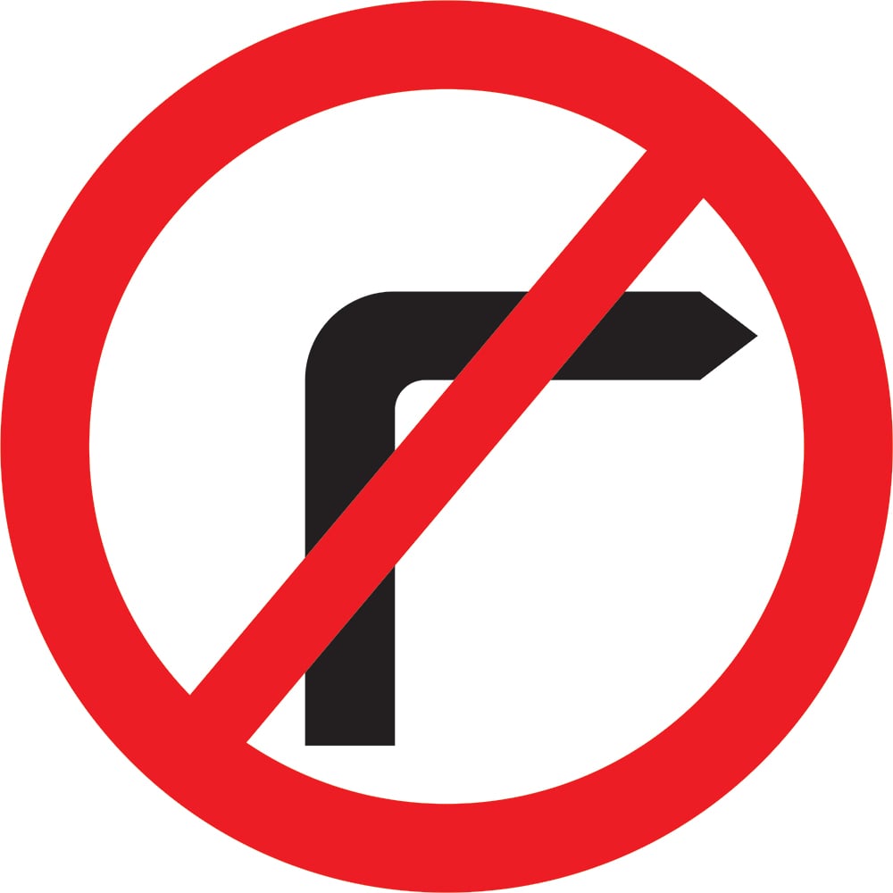 Signage: No Right Turn (REGU0017)