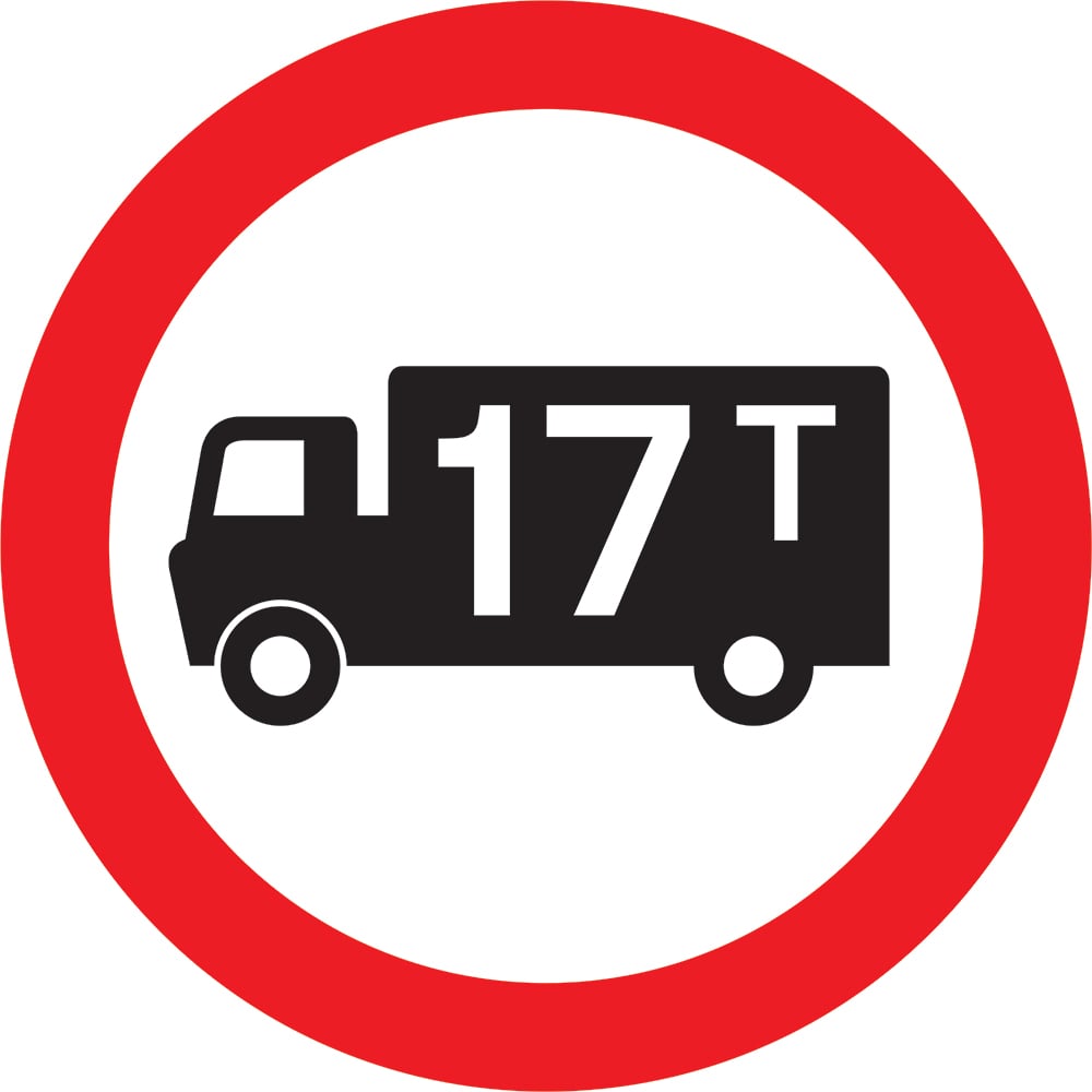 Signage: No Vehicles Over 17 Tonnes (REGU0030)