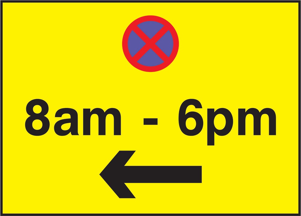 Signage: No Waiting 8Am-6Pm Left (REGU0037)