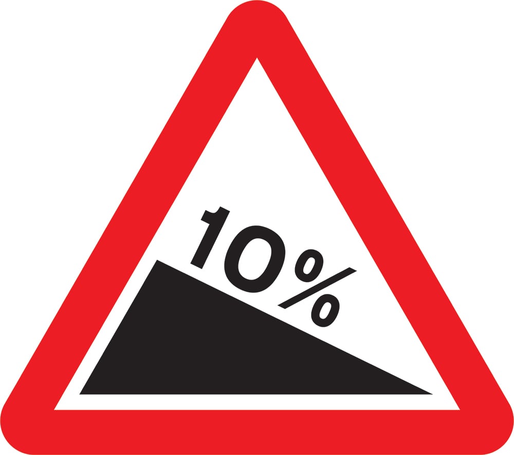 Signage: Steep Hill 10% (WARN0007)