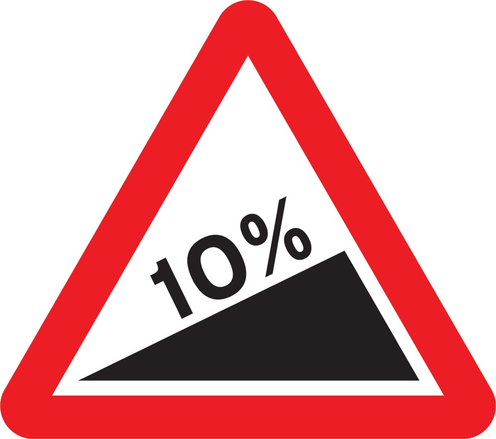 Signage: Steep Hill 10% (WARN0008)