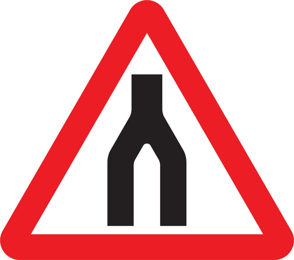 Signage: Road Narrows Ahead (WARN0013)