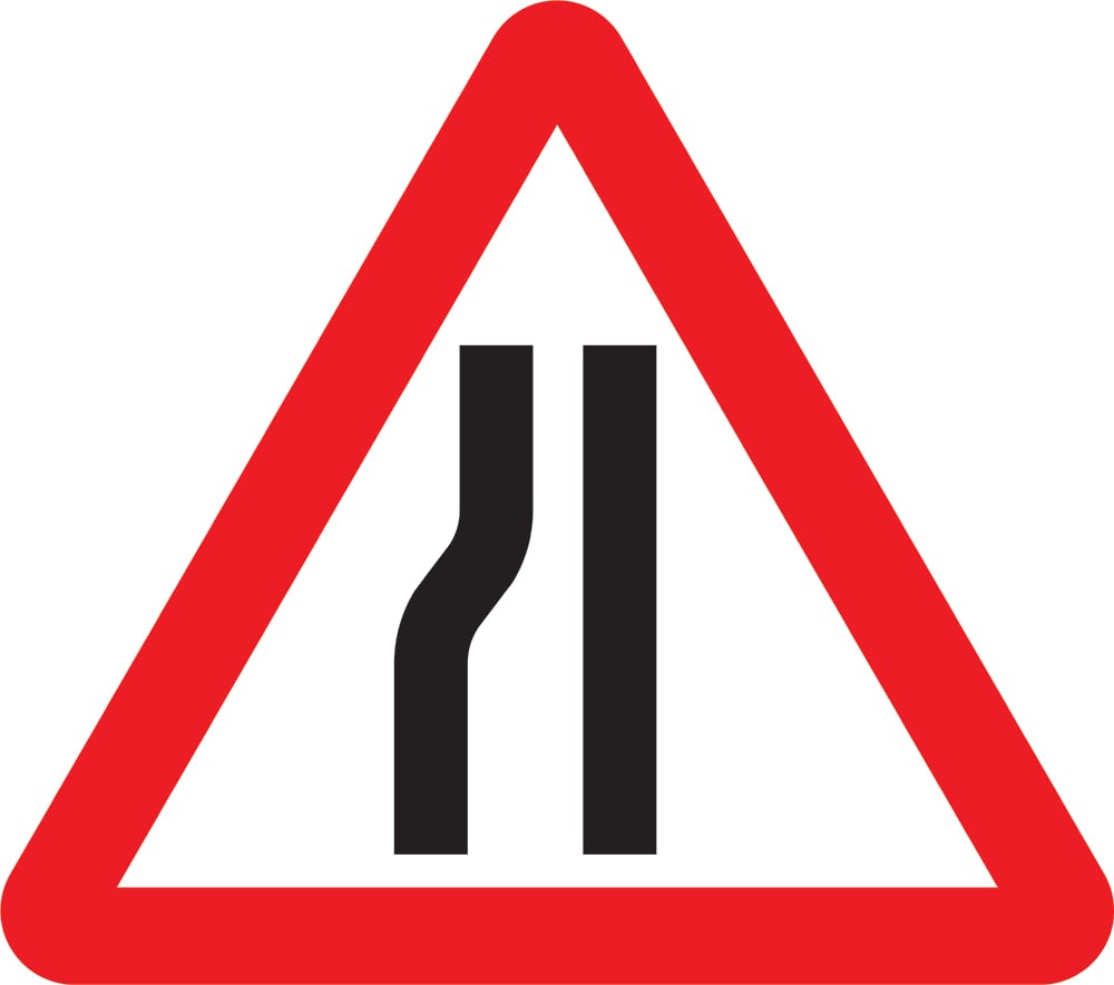 Signage: Road Narrows Left (WARN0015)