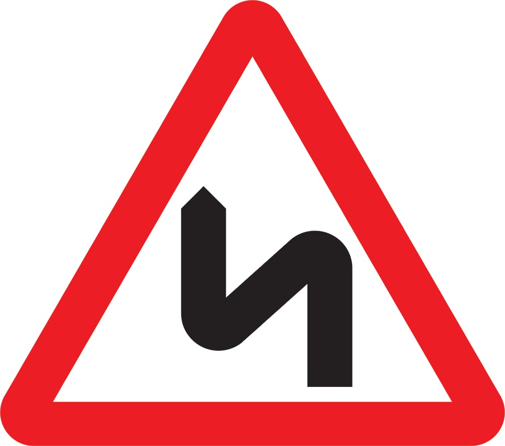 Signage: Double Bend Left First (WARN0018)