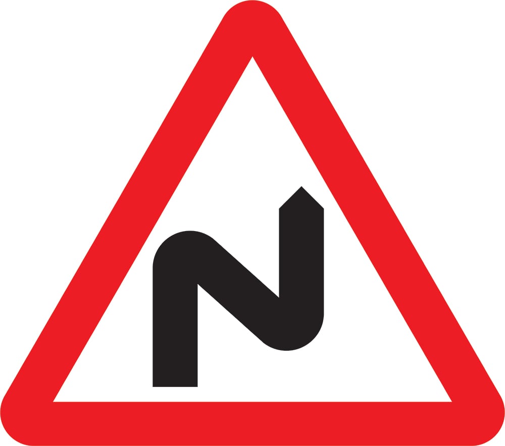 Signage: Double Bend First Right (WARN0019)