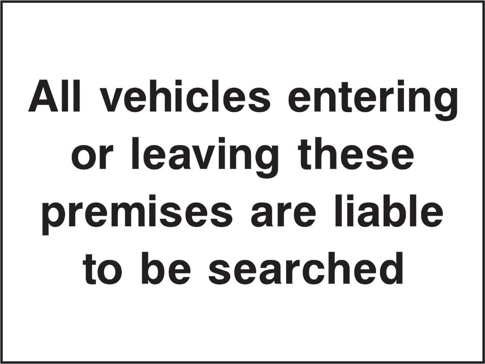 Signage: Vehicles May Be Searched (SECU0106)