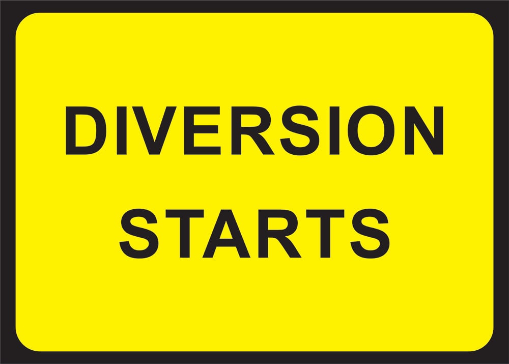 Signage: Diversion Starts (TEMP0001)