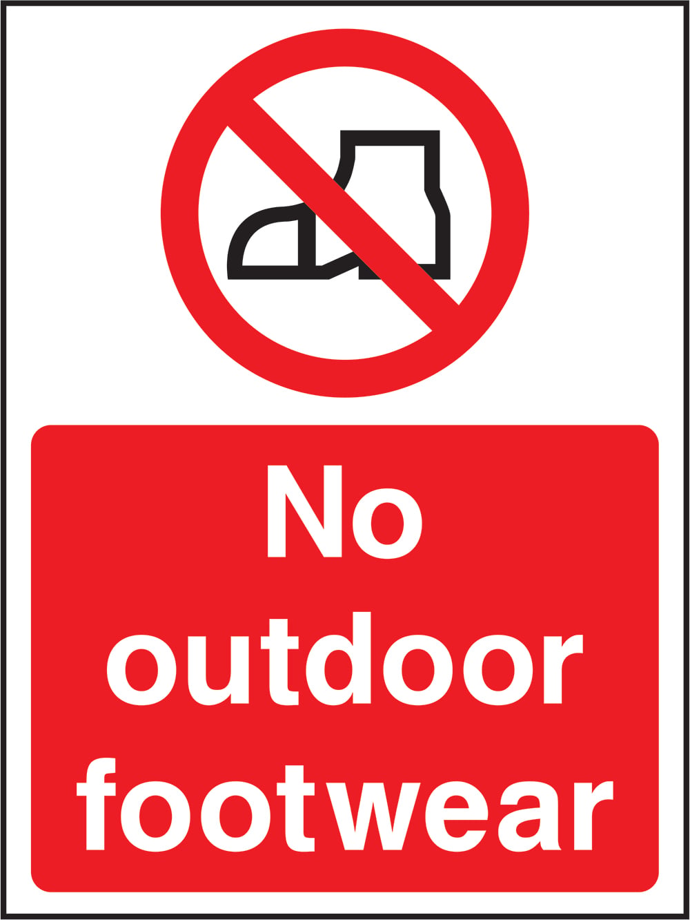 Signage: No Outdoor Footwear (WATE0014)