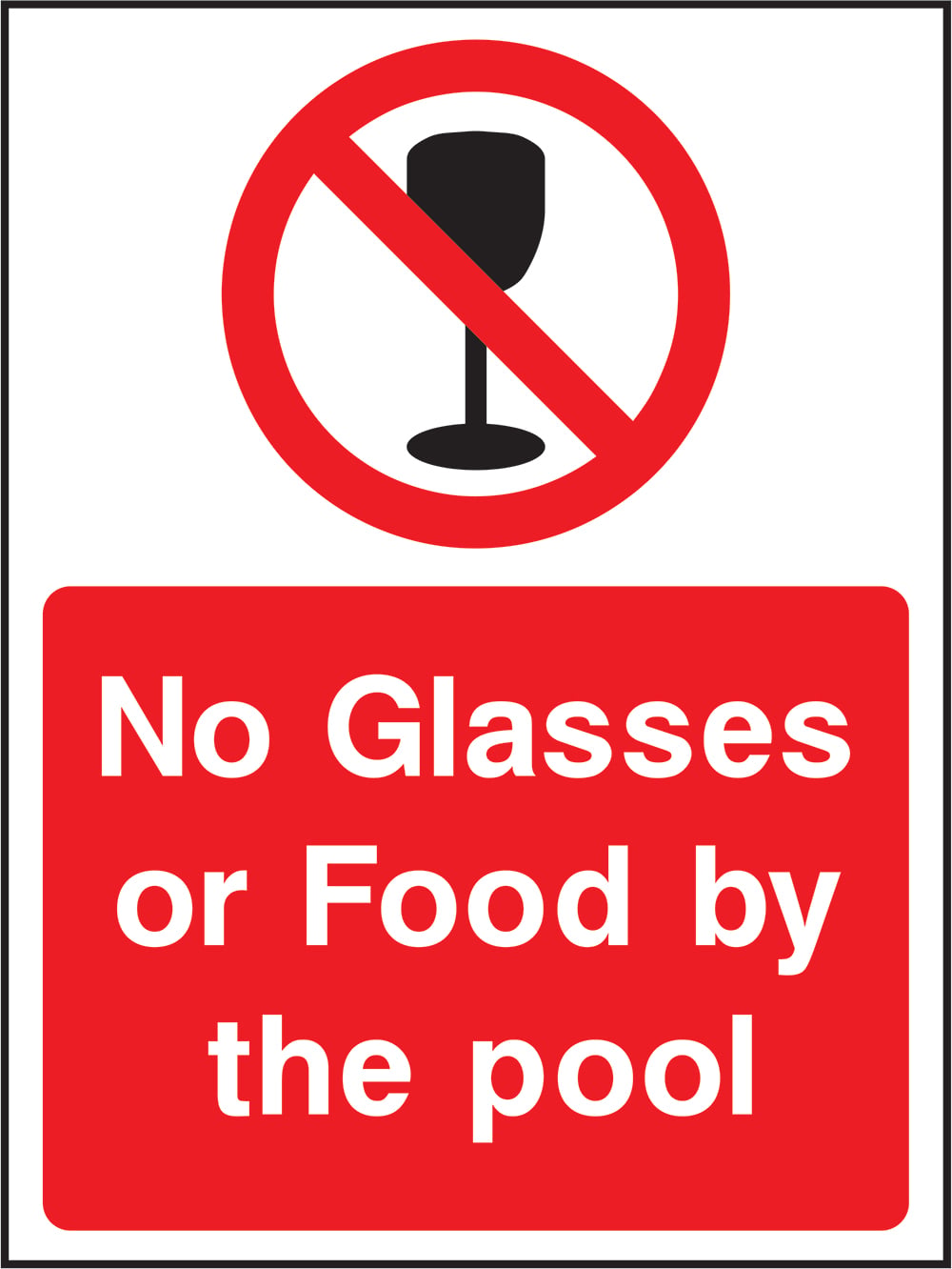 Signage: No Glasses Or Food By Pool (WATE0020)