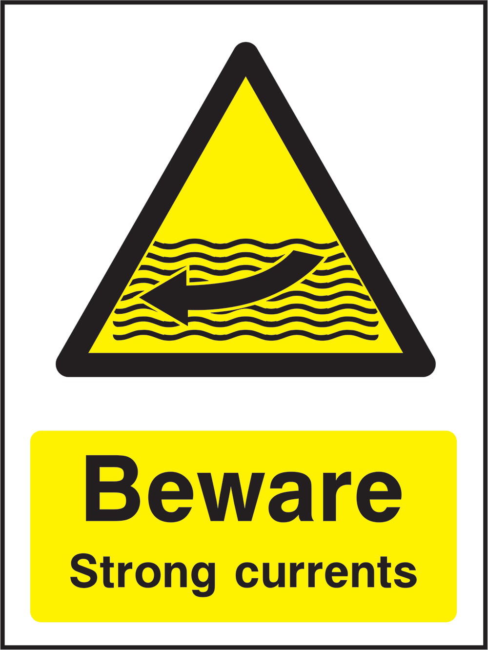 Signage: Beware Strong Currents Left (WATE0029)