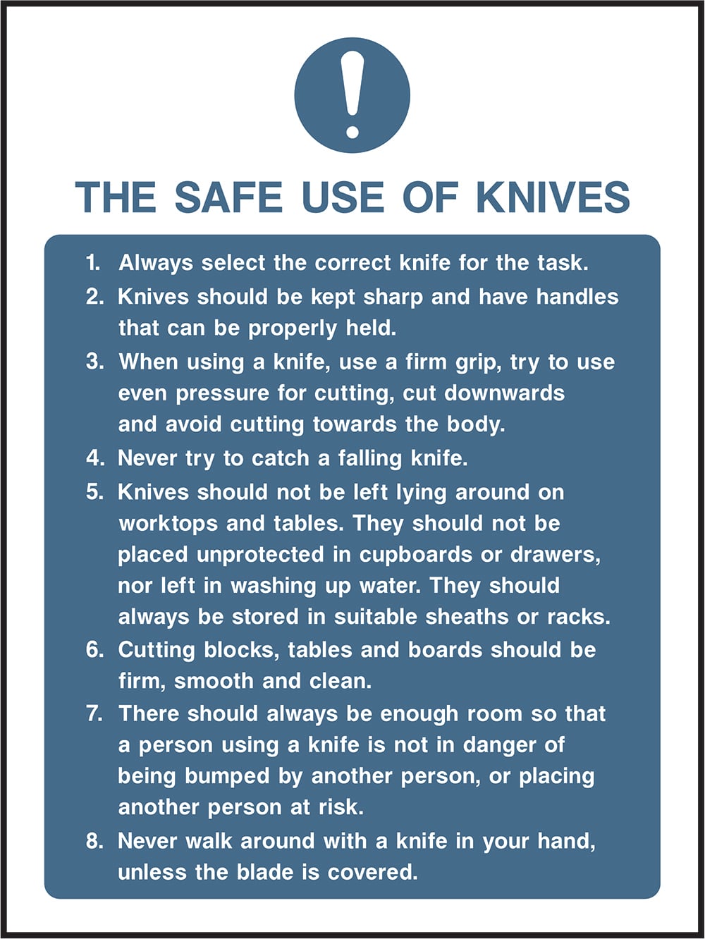 Signage: Safe Use of Knives (FOOD0020)