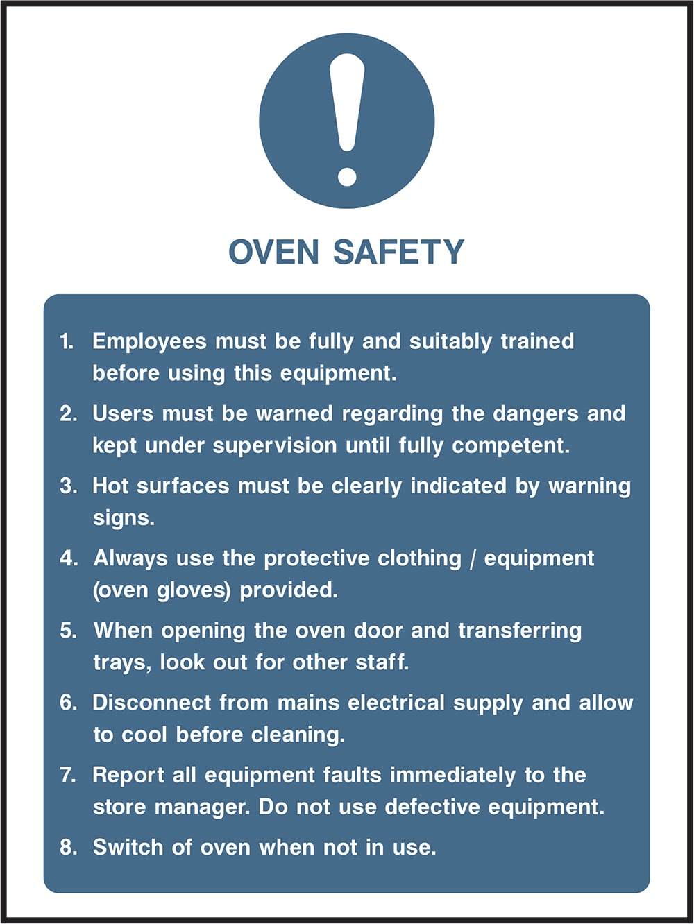 Signage: Oven Safety (FOOD0021)