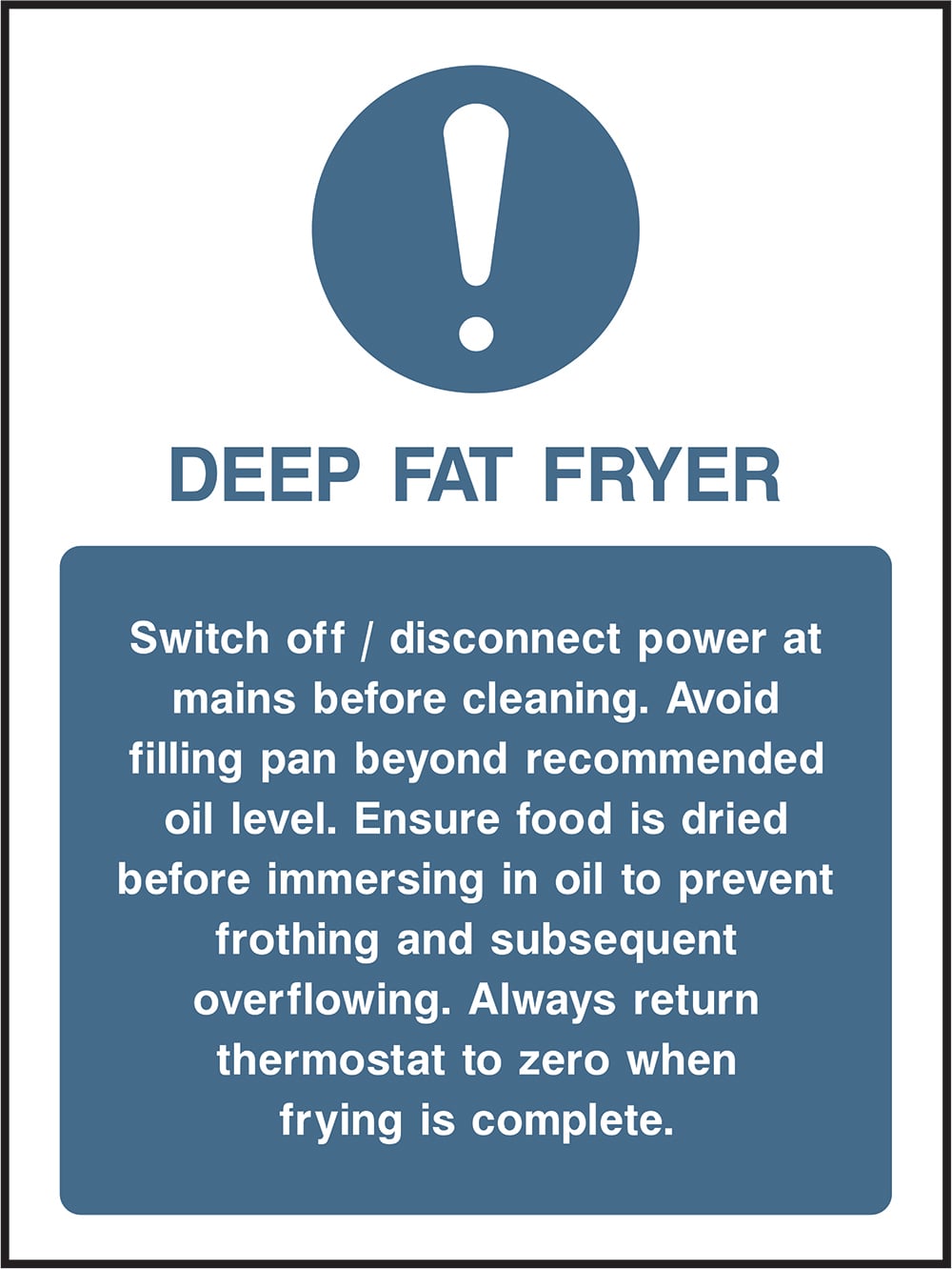 Signage: Deep Fat Fryer Instructions (FOOD0024)