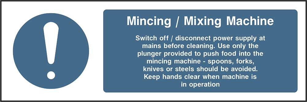 Signage: Mincing Mixing Machine Instructions (FOOD0067)