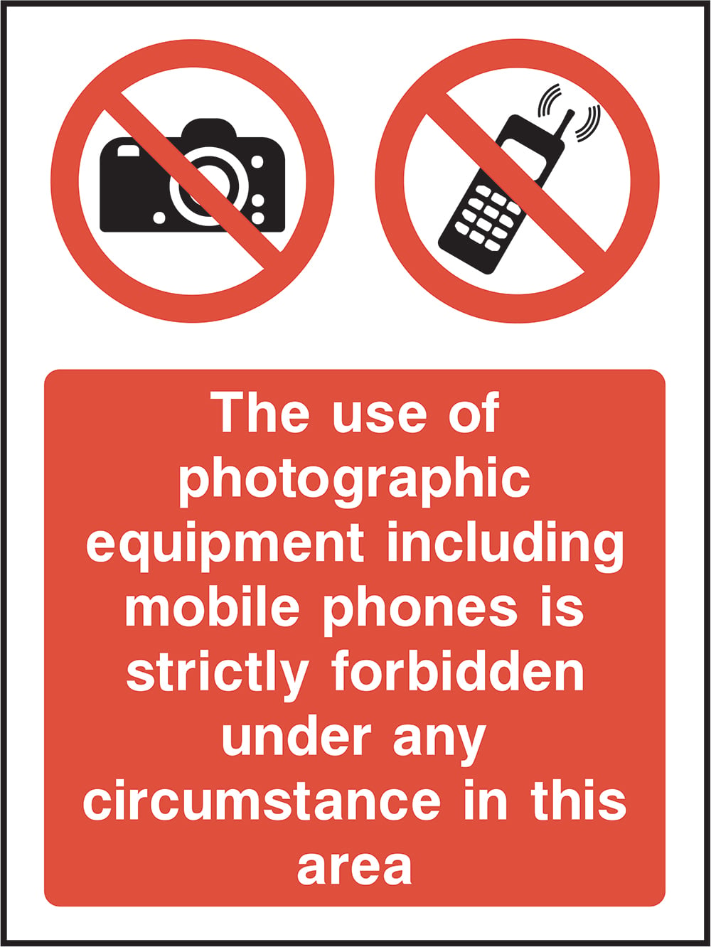Signage: No Photography Or Mobile Phones (GENE0112)