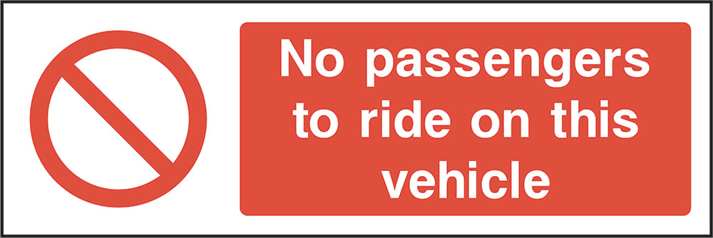 Signage: No Passengers On Vehicle (GENE0037)