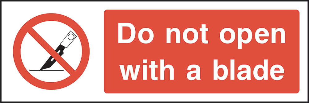Signage: Do Not Open with A Blade (GENE0047)