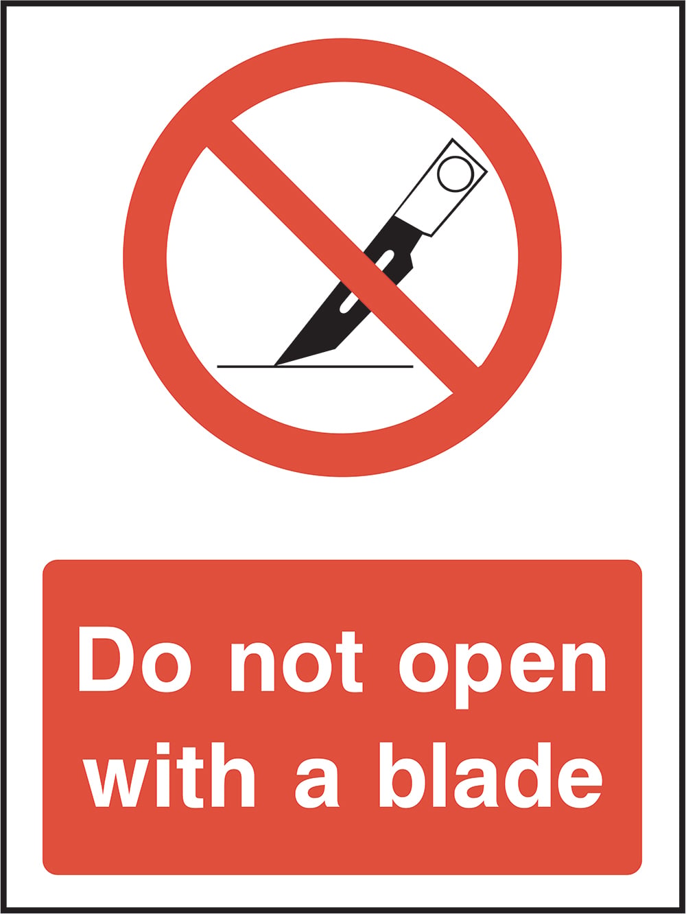Signage: Do Not Open with Blade (GENE0110)