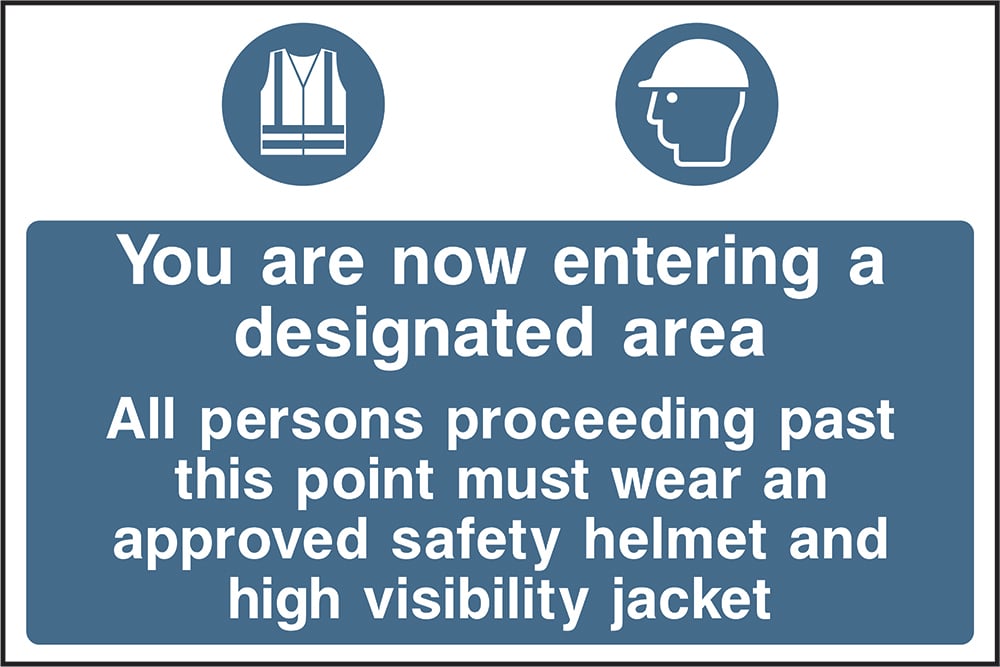 Signage: Safety Helmet and High Visibility Jacket Must Be Worn (CONS0002)