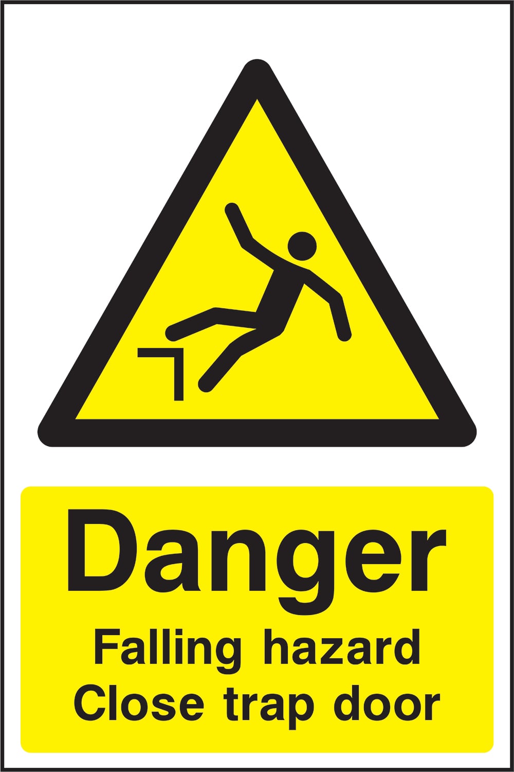 Signage: Danger Falling Hazard Close Trap Door (CONS0026)