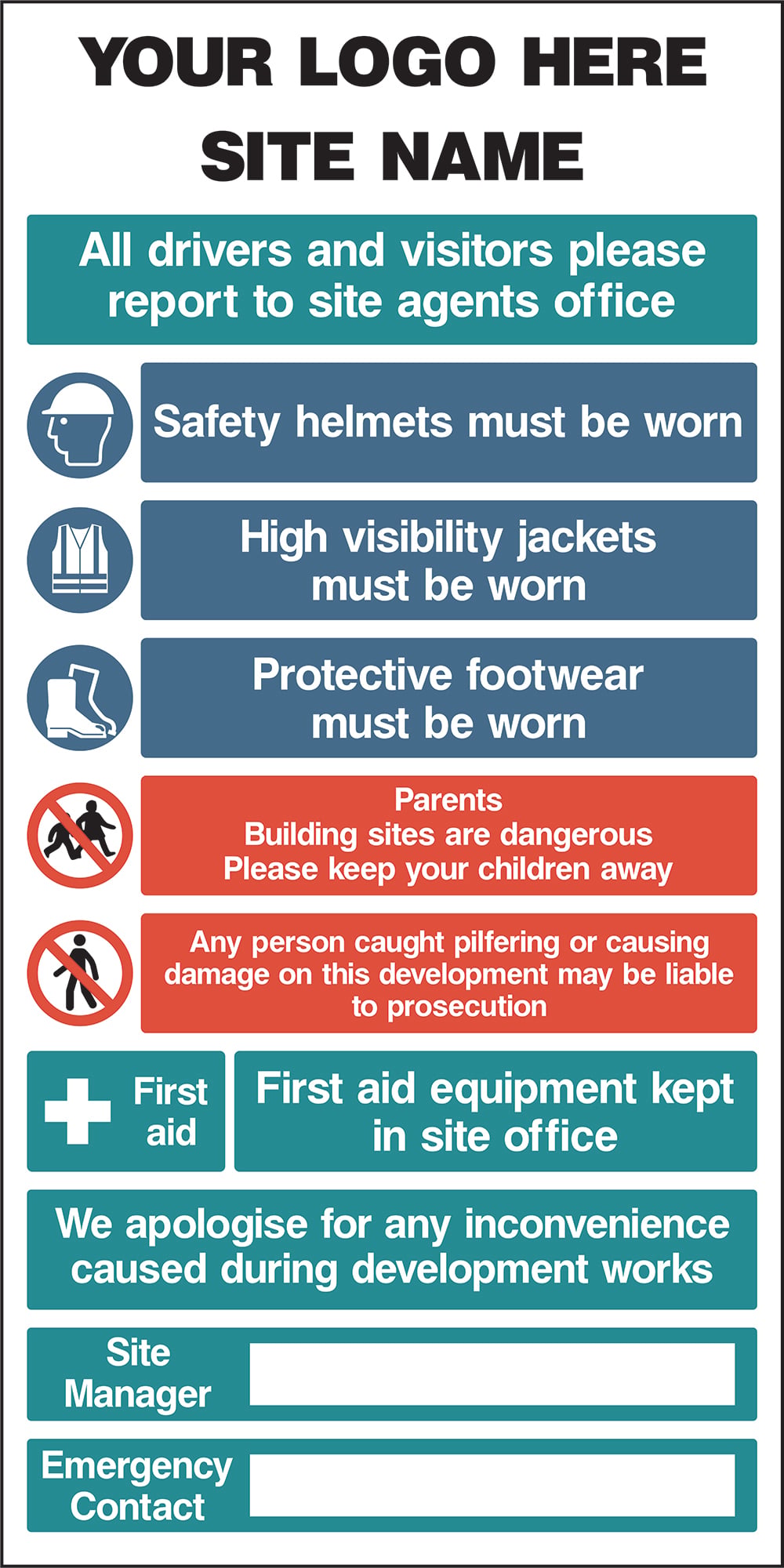 Signage: Site Safety Instructions (CONS0122)