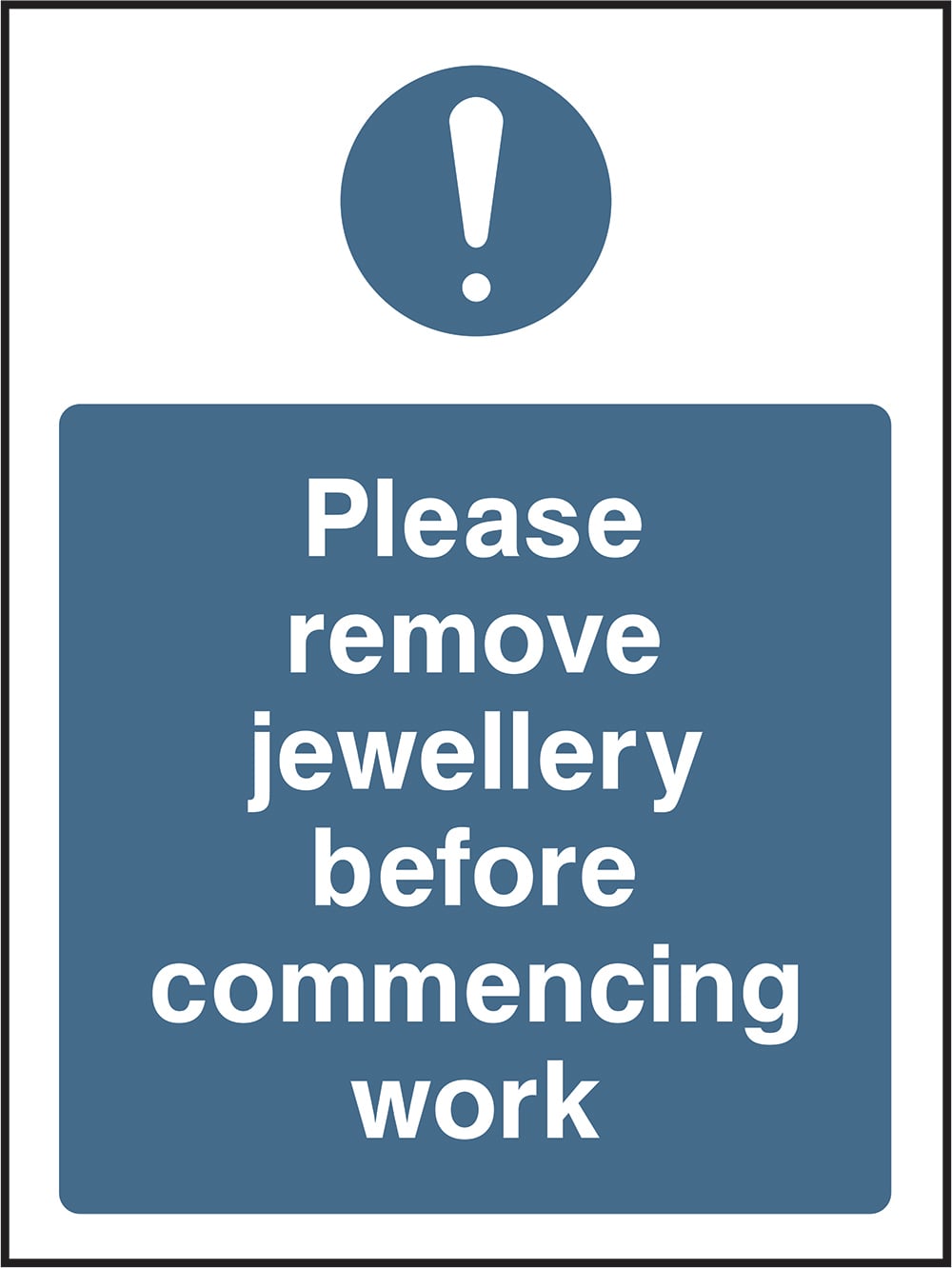 Signage: Remove Jewellery Before Work (FOOD0027)