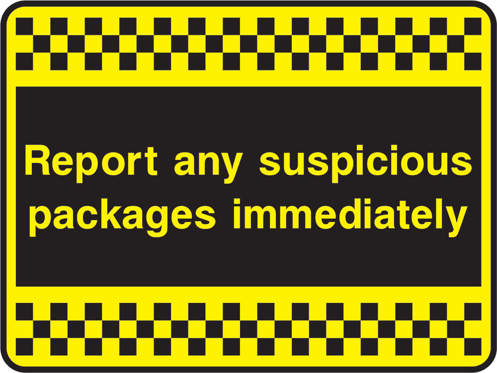 Signage: Report Suspicious Packages (SECU0078)