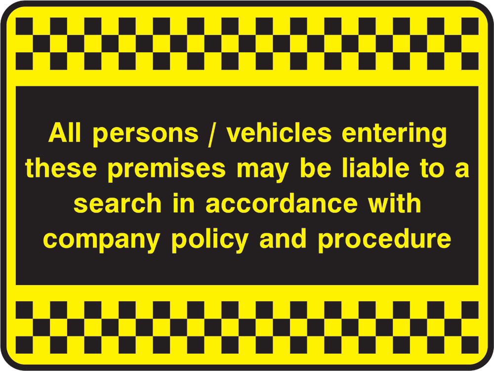Signage: Search Policy Notice (SECU0082)