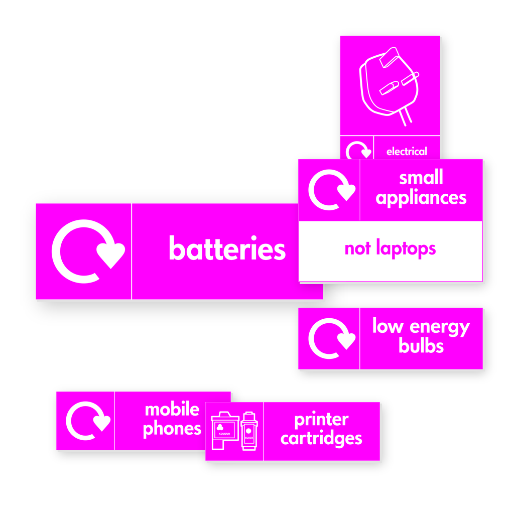 Small Electrical, Battery & Lighting Recycling Signs