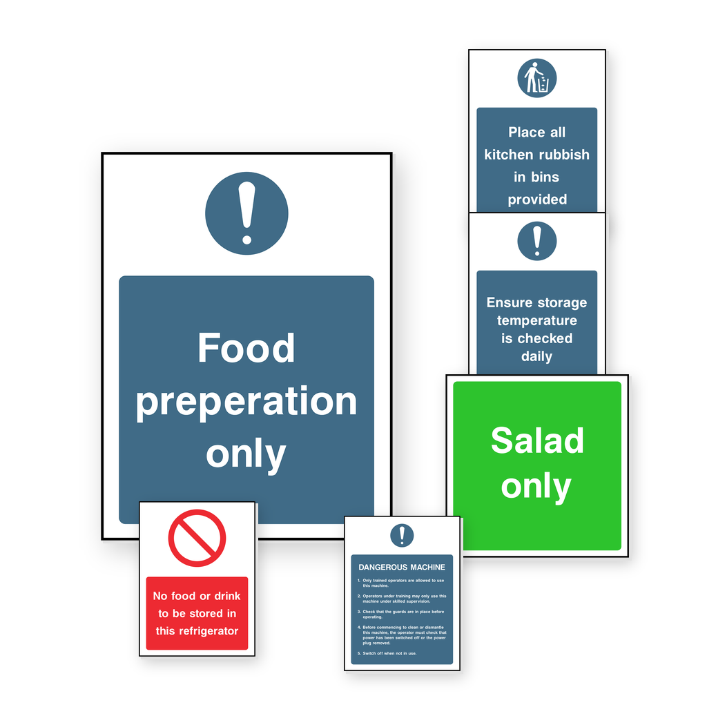 Food Preparation, Storage & Kitchen Safety Signs